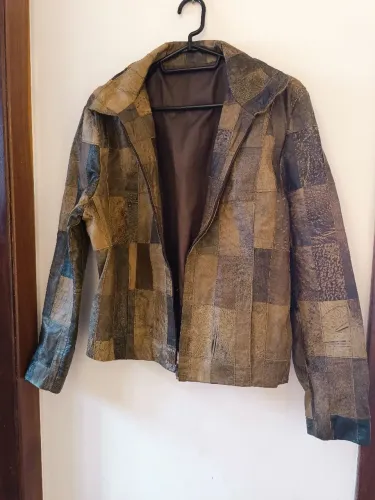 Jaqueta Feminina Julian Mercuir Davoucci Couro Patchwork