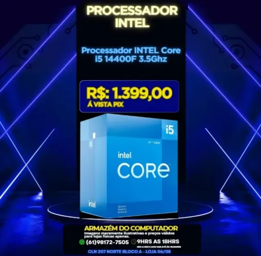 PROCESSADOR INTEL CORE I5-14400F LGA1700 10-CORE 16-THREADS 3.5GHZ (4.7GHZ TURBO) CACHE 20