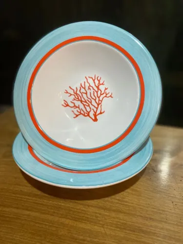 Kit de 6 pratos fundos, fundo do mar. 