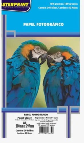 PAPEL FOTOGRAFICO GLOSSY 180G/ A4 - 20FOLHAS