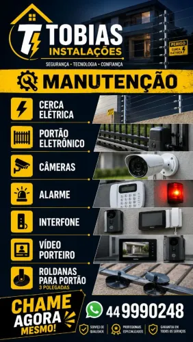 Manutenção| portão eletrônico| cerca elétrica| câmera| alarme | interfone.