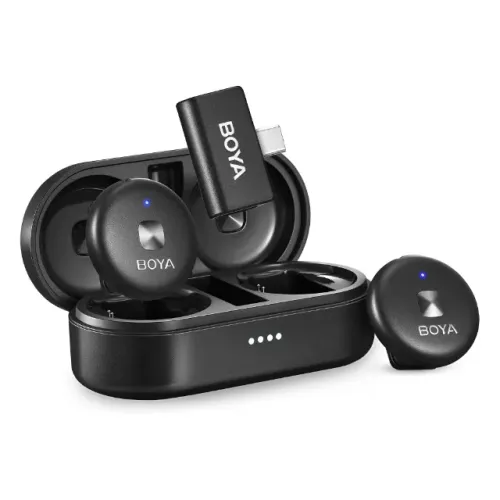 Sistema Microfone Sem Fio Boya Omic-U USB-C Lapela Preto
