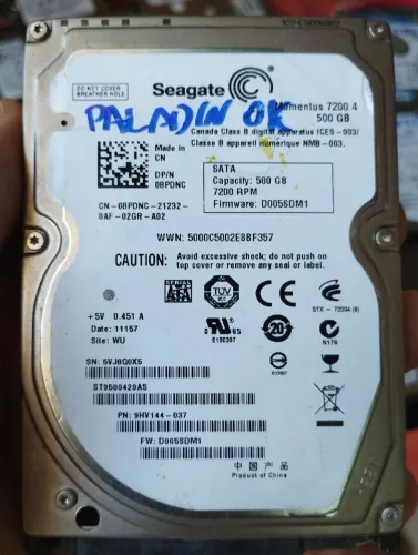 HD SATA 500GB 2.5" Seagate 7200 RPM