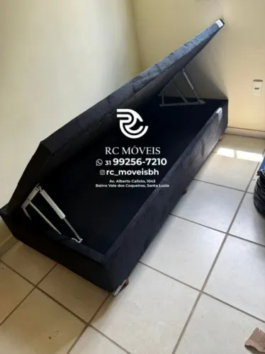 Cama box estruturada Baú Solteiro 88x1.88 Blindado com Pistão a Gás