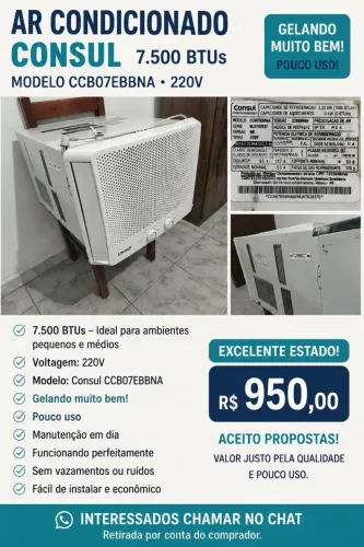 ? AR-CONDICIONADO CONSUL 7.500 BTUs - 220V | EXCELENTE ESTADO ?