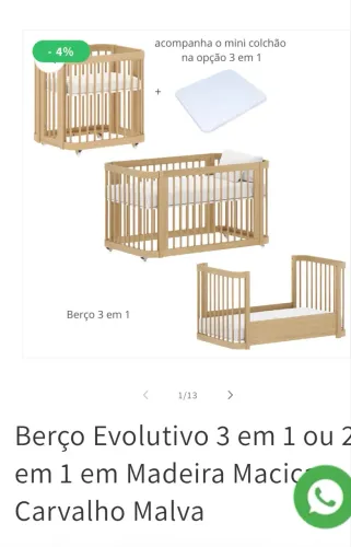 Berço Evolutivo Quater 3 em 1 - Carvalho Malva