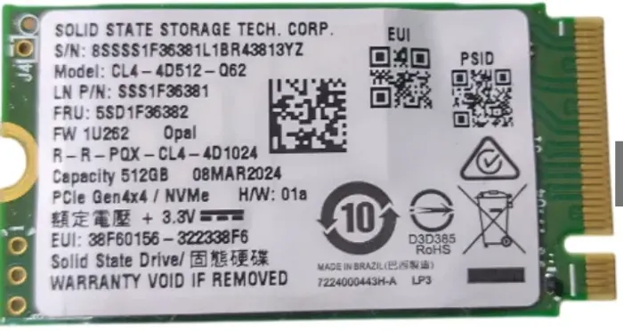 Ssd M.2 Nvme 2242 512gb Gen4 Leitura 3120 mb/s e gravação 1.391 MB/s em perfeito estado