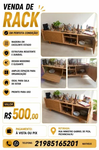 Rack de Madeira Para Sala de Estar
