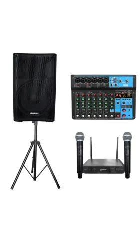 KIT Caixa de Som Passiva Soundvoice ARKA PV-10 C/TRIPE + MESA MXT + MICROFONE