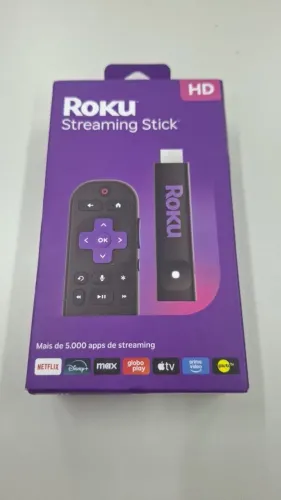 ROKU STREAMING STICK TV FULL HD 1080P LACRADO Controle Comando Voz p/ Alexa, Siri e Google