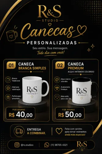 Caneca Personalizada com Foto, Nome ou Frase - A partir de R$ 40