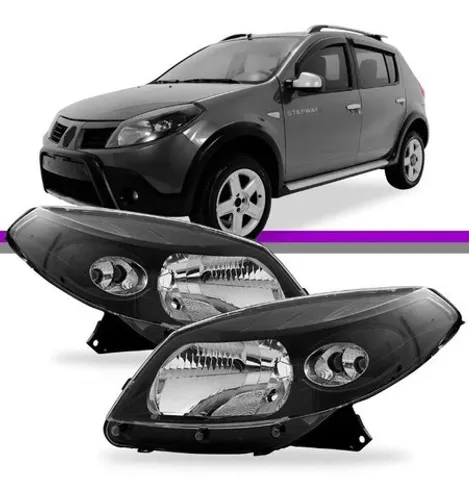 Farol renaut sandero mascara negra 2008 2009 2010 2011