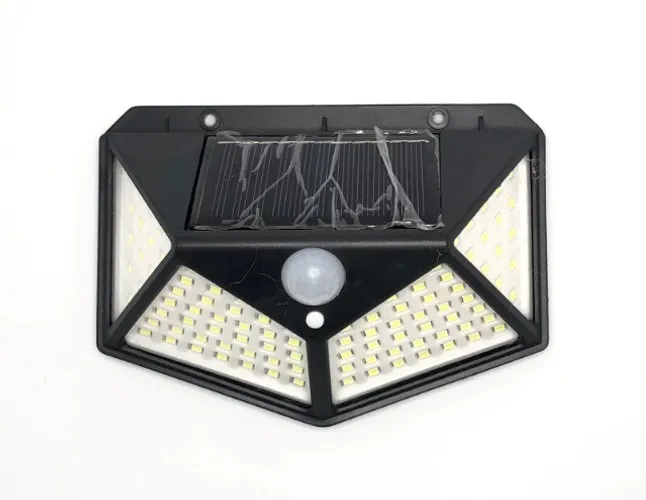 Luminária Solar de Parede 100 Leds Bateria Refletor Solar Luz Jardim Nova na Caixa