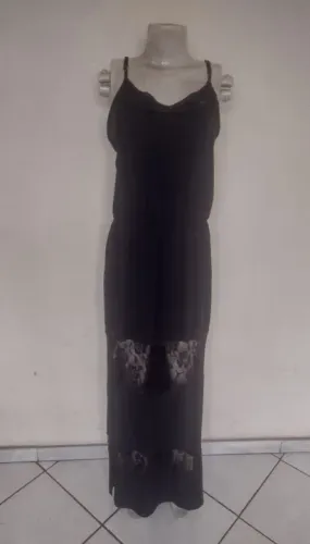 Vestido Longo Preto com Renda