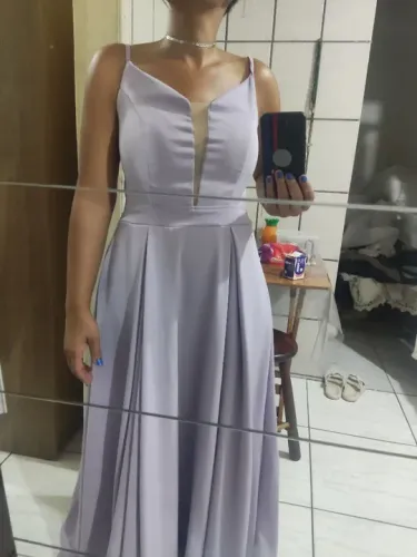  Vestido de festa lavanda M madrinha casamento longo