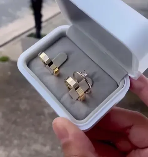 Alianças de anel de noivado em ouro18k