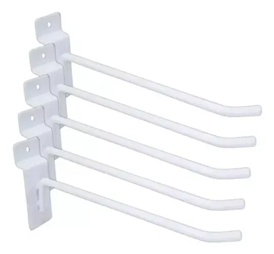 Kit 50 gancho para painel canaletado cor branco 15cm