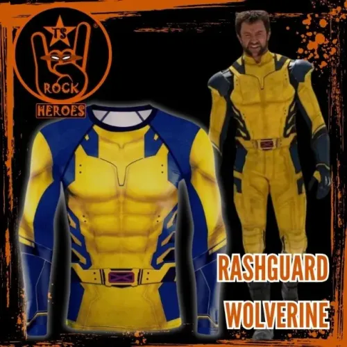 Camisa de Compressão Wolverine Cosplay Adulto Bodysuit Elastano Manga Longa