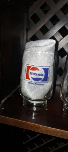Copo de vidro Pepsi-Kola Rússia vintage Novo