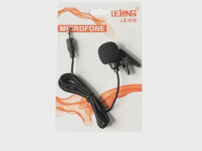 Microfone de Lapela LE-916 para Celular, Câmera e Computador