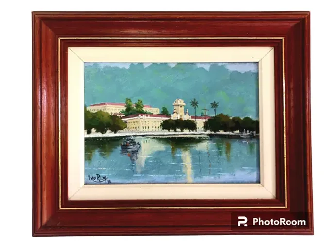 pintura ost assinada ivo rent 1998 colégio naval de Angras dos Reis