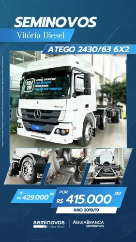 ATEGO 2430 8X2, 3030 UNICO DONO, TODO REVISADO r$ 415.000,00