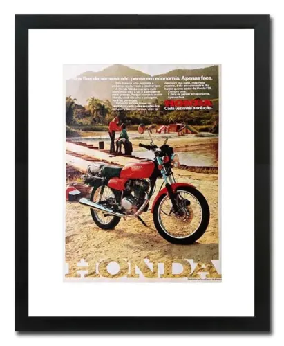 Honda Turuna 125 - Quadro decorativo com propaganda original de revista - 40x33 cm