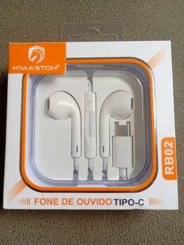 Fone de Ouvido Com Fio Usb-C Com Microfone Branco - Novo