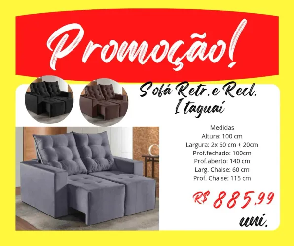 Sofá Retrátil e Reclinável Itaguaí - Promoção!