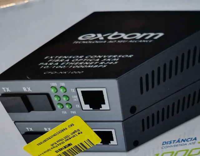 Extensor Conversor Fibra Óptica 10/100/1000Mbps - Exbom