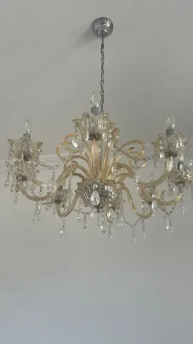 Lustre Cristal Candelabros Rosé 8 braços