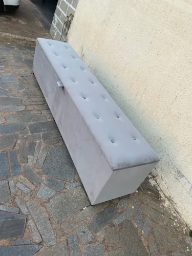 Baú Puff Cinza Elegante King 1,93cm X 0,40cm 