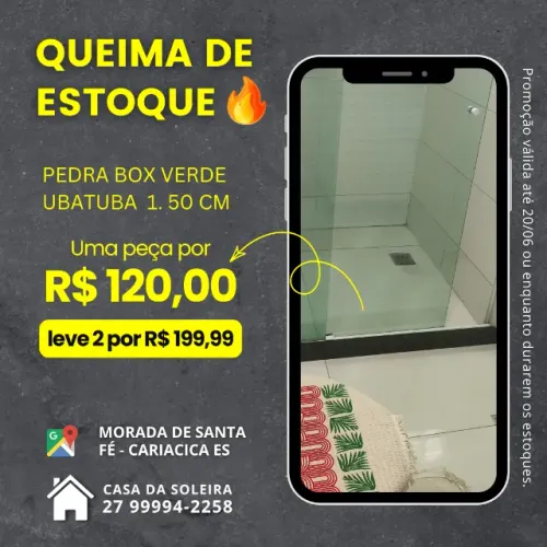 Pedra Box Escadinha 1,50X6 granito verde Ubatuba * INGRID