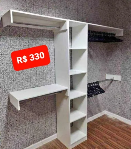 Closet Torre + araras MDF R$ 330 (Entrega e instalação grátis)