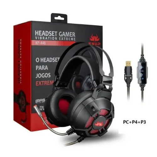 Fone Headset Gamer 7.1 Knup Kp-446 Usb Bass Vibration