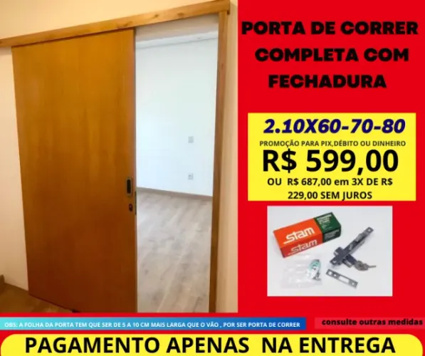 kit porta de correr suspença - 2.10x70 - pagamento na entrega
