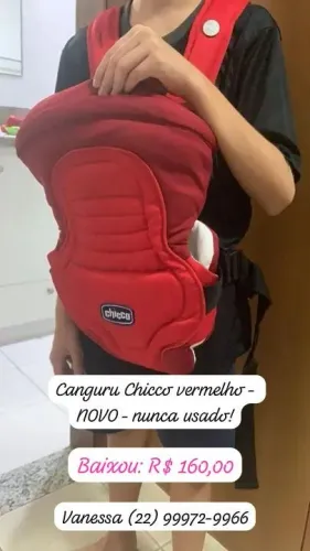 Canguru Chicco NOVO vermelho! Nunca usado.