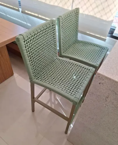 BANQUETA CLASSICK VERDE EM CORDA NÁUTICA