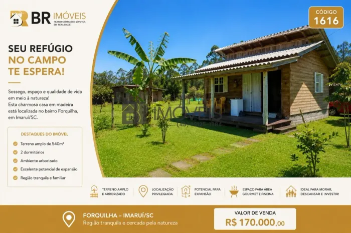 Oportunidade em Imaruí! Casa com terreno grande!
