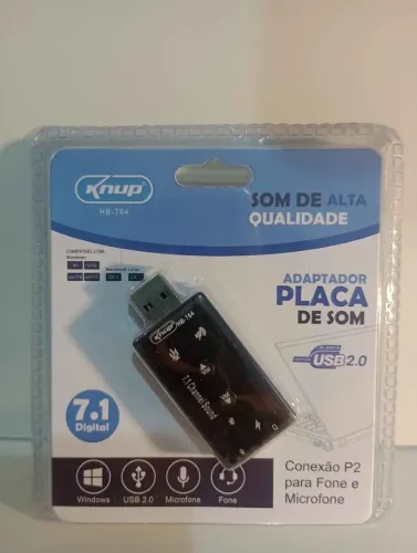 Adaptador placa de áudio USB - entrega grátis em Campo Grande MS