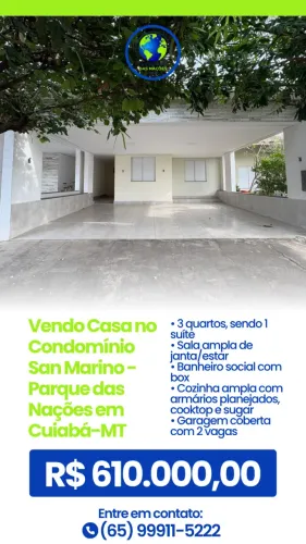 Vendo Casa no Condomínio San Marino - Parque das Nações em Cuiabá-MT