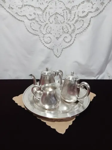 Antigo Jogo De Bules De Cafe E Leiteira Prata Wolff