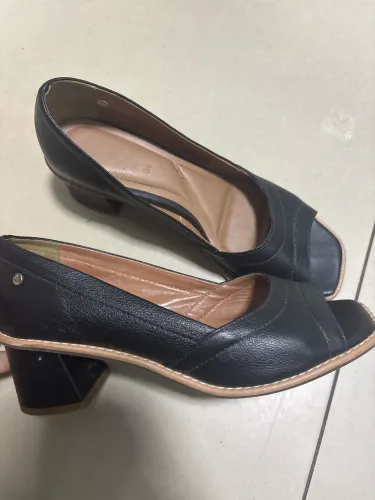 Sandália de  salto, couro, preto, Número: 38