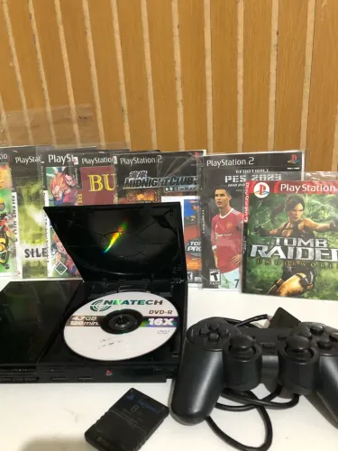PLAYSTATION 2 SLIM + JOGOS + CONTROLE