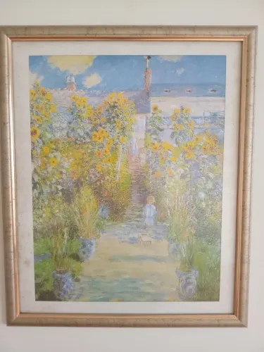 Quadro Elegante Oleo em Tela Desenho Menina com Flores