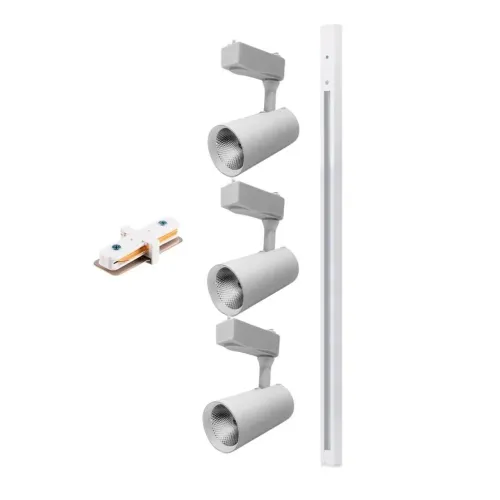 Kit Trilho Branco com 3 Spots LED 7W Kian<br>/<br>2<br>Kit Trilho Branco com 3 Spots LED 7W Kian