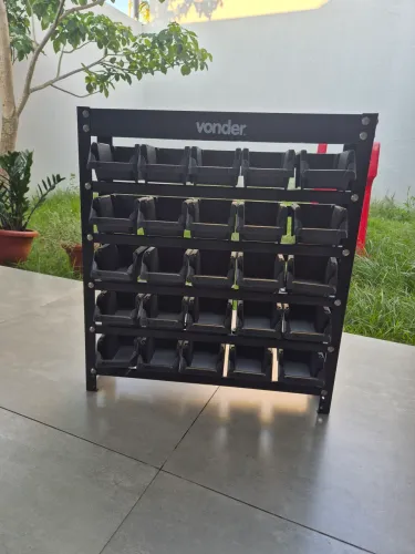 Estante gaveteira Vonder para parafusos, peças e chaves com 25 gavetas, cor preto.