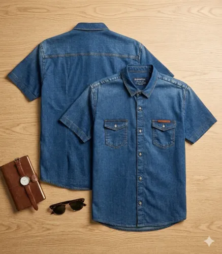 Camisa Jeans Manga Curta Damyller