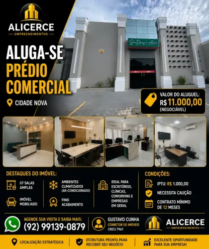 ALUGO PRÉDIO COMERCIAL MOBILIADO NA CIDADE NOVA