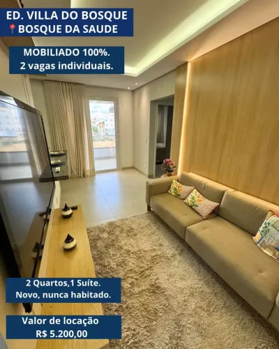 Apartamento mobiliado para locação no Edifício Residencial Villa Do Bosque, próx Pantanal